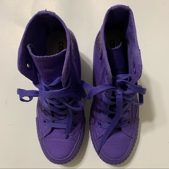 Women's Converse Chuck Taylor Purple Platform Wedge 542432C Size 6 - Picture 2 of 11